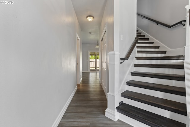 227 Hauser Ct, Molalla, OR 97038 - staircase with baseboards and wood finished floors