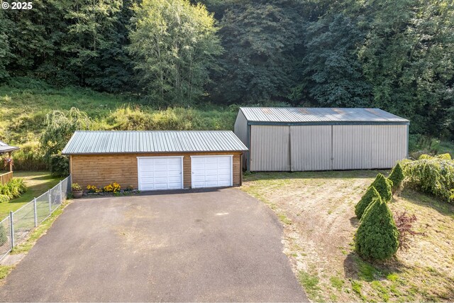 11754 Colvin Rd, Clatskanie, OR 97016 - detached garage featuring fence and a view of trees