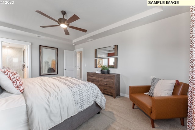 8518 NE 134th Ave Lot 89, Vancouver, WA 98682 - bedroom featuring light carpet, a raised ceiling, a ceiling fan, and baseboards