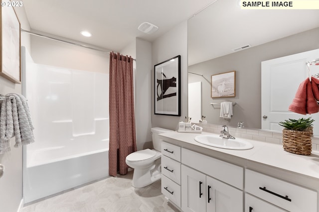 8518 NE 134th Ave Lot 89, Vancouver, WA 98682 - bathroom with toilet, vanity, shower / bath combination with curtain, and recessed lighting