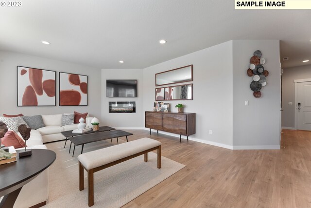 8518 NE 134th Ave Lot 89, Vancouver, WA 98682 - living area featuring light wood-style floors, recessed lighting, and baseboards