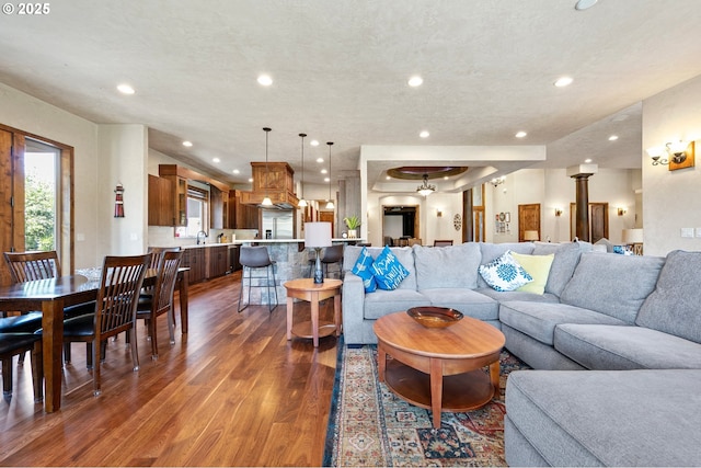 1025 Echo Dr, Roseburg, OR 97470 - living area with dark wood-type flooring and recessed lighting