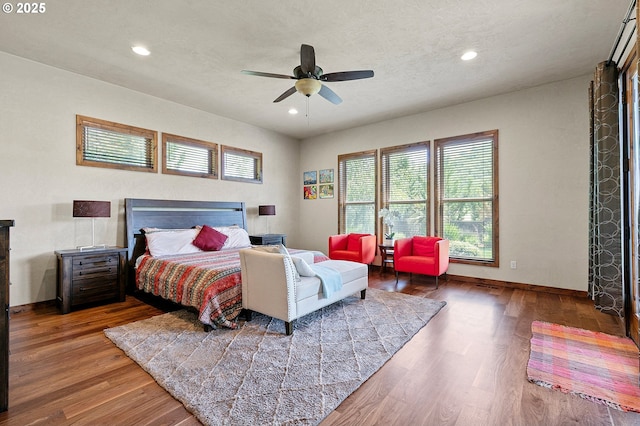 1025 Echo Dr, Roseburg, OR 97470 - bedroom featuring wood finished floors, recessed lighting, and a ceiling fan