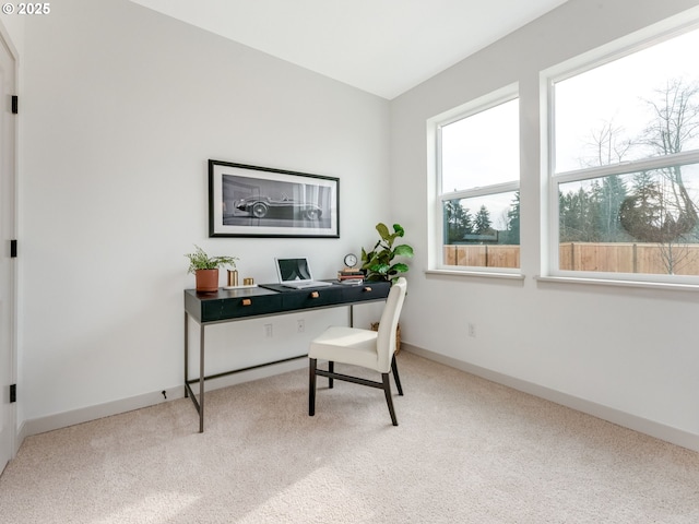 office featuring carpet floors and baseboards