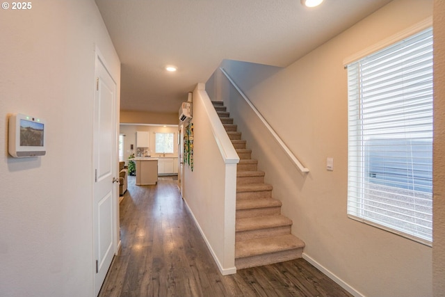 2804 N 3rd Way, Ridgefield, WA 98642 - stairway featuring wood finished floors, baseboards, and recessed lighting