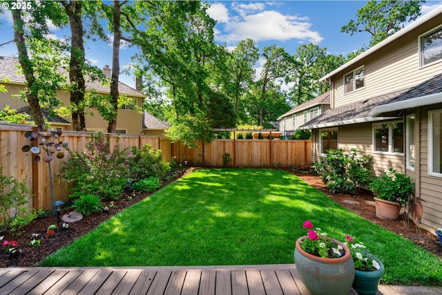 14230 Amberwood Cir, Lake Oswego, OR 97035 - view of yard featuring a wooden deck