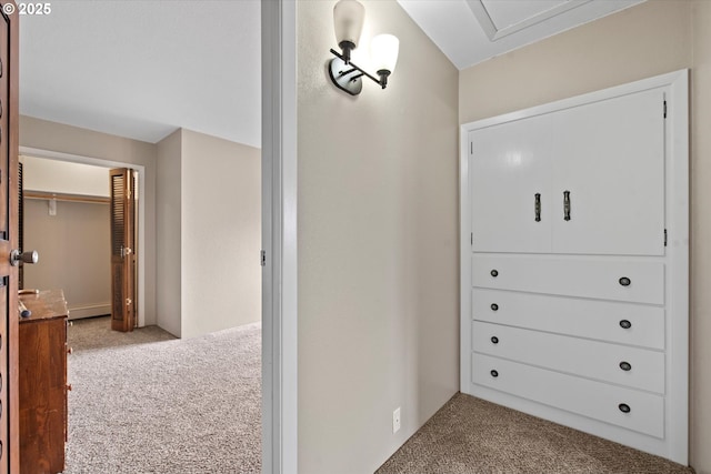 hallway featuring carpet floors