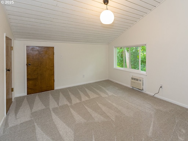 1339 NW 7th Ave, Camas, WA 98607 - carpeted spare room with lofted ceiling, wooden ceiling, an AC wall unit, and baseboards