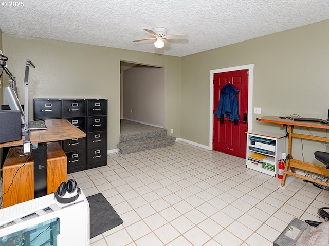 1339 NW 7th Ave, Camas, WA 98607 - office with a ceiling fan, a textured ceiling, and baseboards