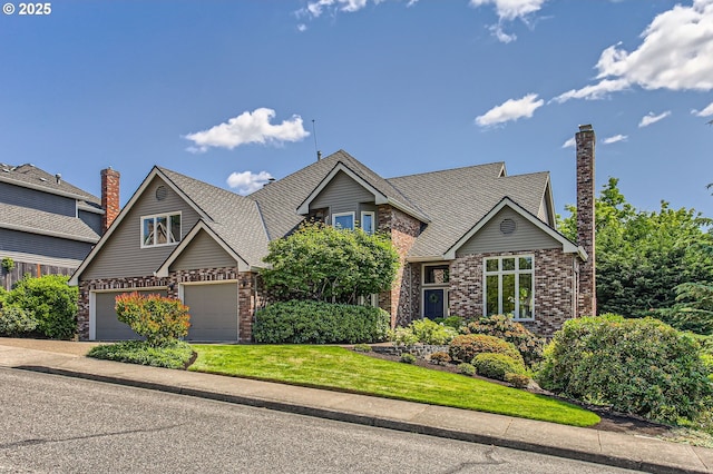 9122 NW Wood Rose Loop, Portland, OR 97229 - view of front of property with brick siding, concrete driveway, and a front lawn