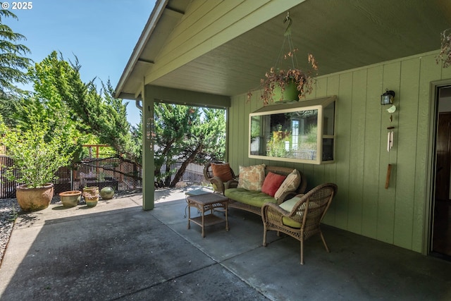 128 NW Woodrose Ct, Roseburg, OR 97471 - view of patio / terrace with fence and an outdoor hangout area