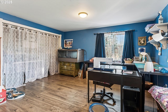 home office featuring wood-type flooring