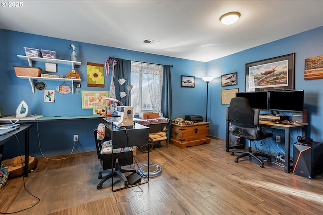 home office featuring wood-type flooring