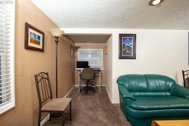 4930 SE 113th Ave, Portland, OR 97266 - carpeted home office with a textured ceiling, baseboards, and a textured wall