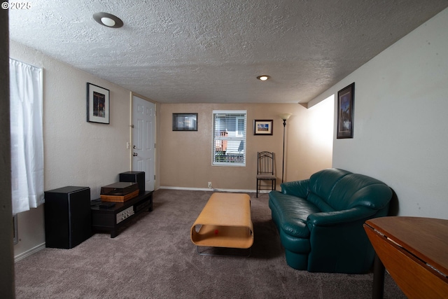 4930 SE 113th Ave, Portland, OR 97266 - carpeted living area featuring a textured ceiling