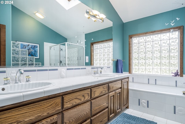 105 NW 45th St Unit 4, Newport, OR 97365 - full bathroom with a wealth of natural light, lofted ceiling, and a sink