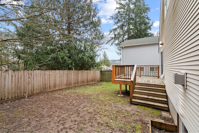 13332 SE Harold St, Portland, OR 97236 - fenced backyard featuring a wooden deck
