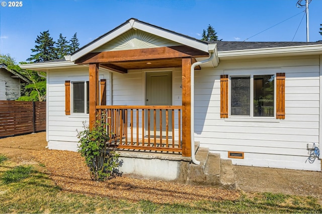 4106 SE 122nd Ave, Portland, OR 97236 - view of front facade with crawl space and a shingled roof