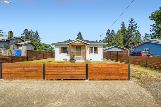 4106 SE 122nd Ave, Portland, OR 97236 - view of front of house with crawl space and a fenced front yard