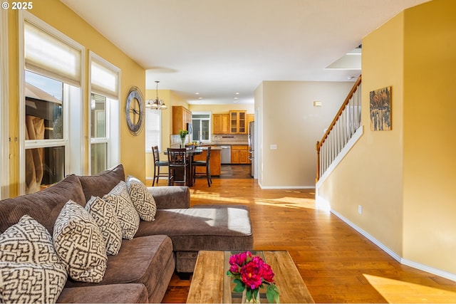 living room featuring light wood-type flooring