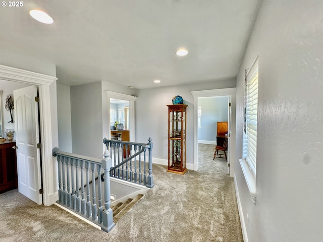 842 Chetco Point Ter, Brookings, OR 97415 - corridor featuring an upstairs landing, carpet, and recessed lighting
