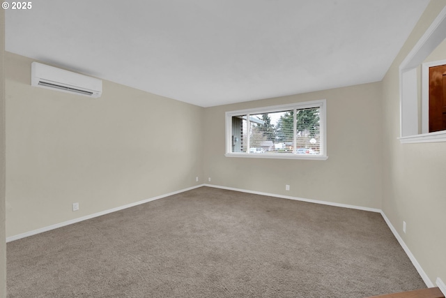 carpeted spare room featuring a wall mounted AC