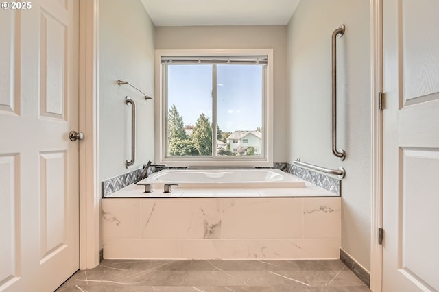 22160 NE Lachenview Ln, Fairview, OR 97024 - bathroom featuring a garden tub and marble look tiles