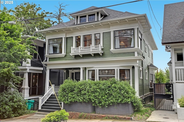 26 NW 22nd Pl, Portland, OR 97210 - view of front facade with a gate, a porch, and a balcony