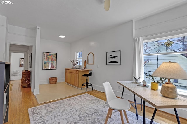26 NW 22nd Pl, Portland, OR 97210 - office area with baseboards, light wood finished floors, and recessed lighting