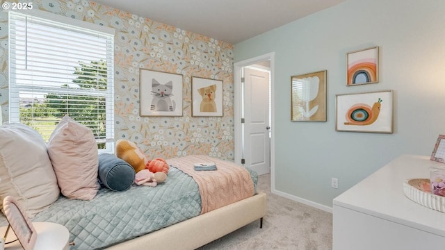 3447 SW Thomas Ave, Gresham, OR 97080 - bedroom featuring wallpapered walls and light colored carpet