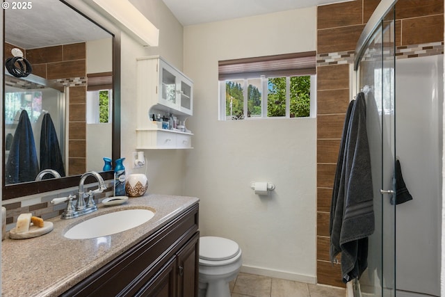 12791 Sutherland Rd, Swisshome, OR 97480 - full bath with healthy amount of natural light, vanity, tile patterned flooring, and a shower stall