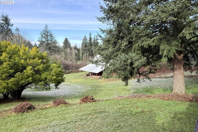 view of yard with a pole building