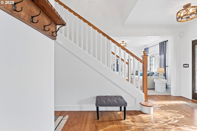 entryway with wood-type flooring