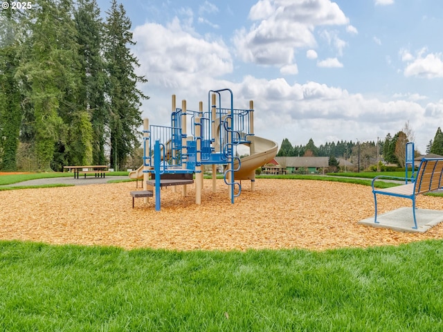 communal playground with a lawn
