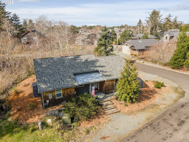 aerial view with a residential view