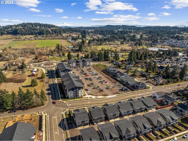 birds eye view of property with a mountain view