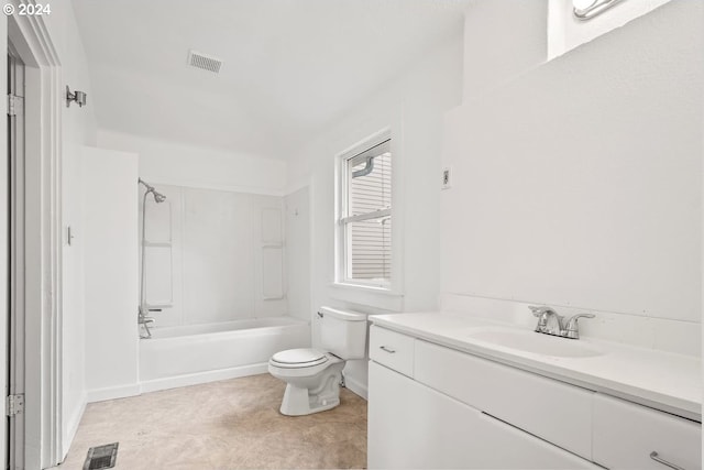 full bathroom with vanity, toilet, and shower / bath combination