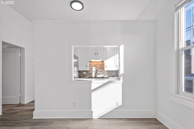 spare room featuring plenty of natural light, ceiling fan, and light hardwood / wood-style flooring