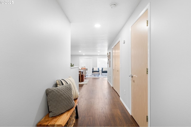 hall featuring dark hardwood / wood-style floors