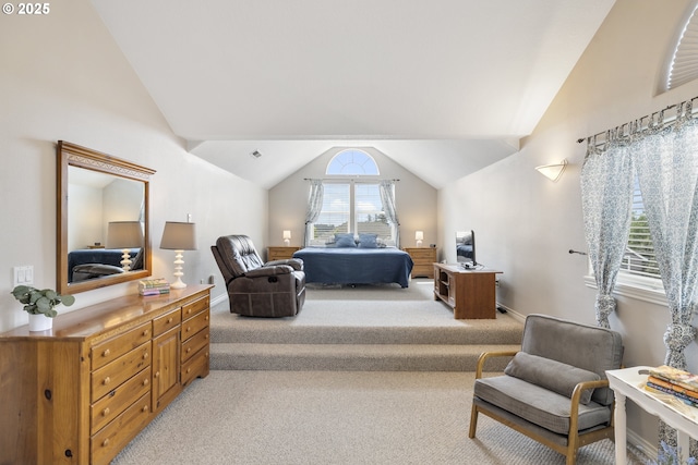 16205 SW Blackbird Dr, Beaverton, OR 97007 - bedroom featuring lofted ceiling, light carpet, and baseboards