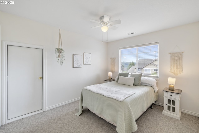 16205 SW Blackbird Dr, Beaverton, OR 97007 - bedroom with light carpet, baseboards, and ceiling fan