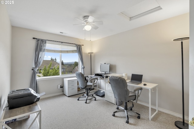 16205 SW Blackbird Dr, Beaverton, OR 97007 - office with carpet floors, baseboards, a ceiling fan, and attic access
