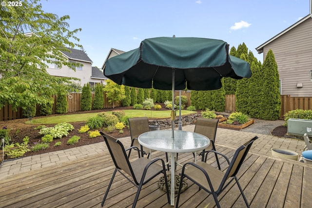 16205 SW Blackbird Dr, Beaverton, OR 97007 - wooden terrace with outdoor dining space and a patio area