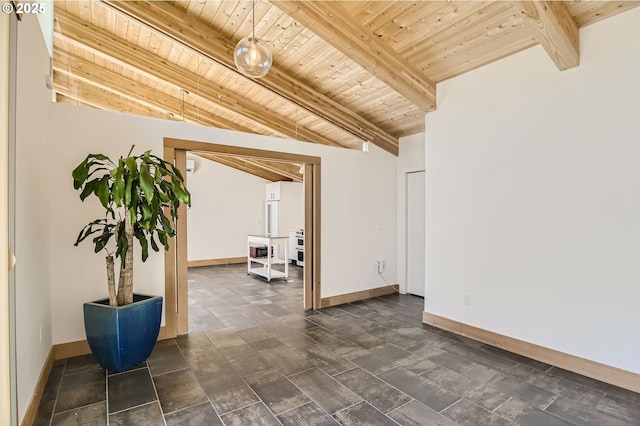 933 SE 31st Ave, Portland, OR 97214 - spare room featuring wooden ceiling, beamed ceiling, and baseboards