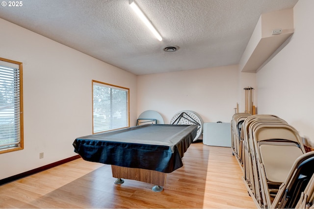 14996 SE Caruthers Ct, Portland, OR 97233 - rec room with light wood-type flooring, billiards, and a textured ceiling