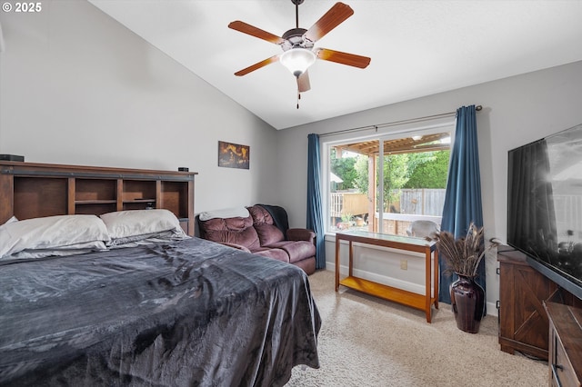185 Lynx Ave, Aumsville, OR 97325 - bedroom featuring vaulted ceiling, light carpet, and ceiling fan