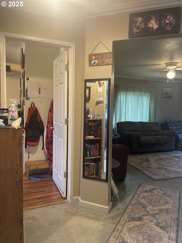 629 NE Johnson St, Myrtle Creek, OR 97457 - hallway with a textured wall, concrete flooring, and baseboards