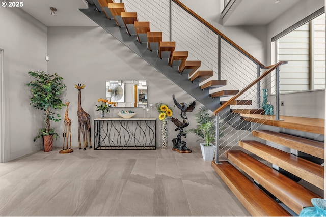 794 S A St, Washougal, WA 98671 - stairs featuring a high ceiling and tile patterned flooring