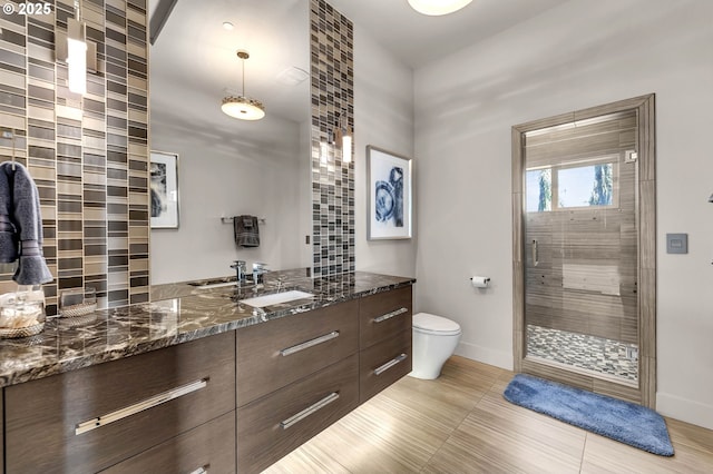 794 S A St, Washougal, WA 98671 - bathroom with vanity, a stall shower, and tile patterned floors