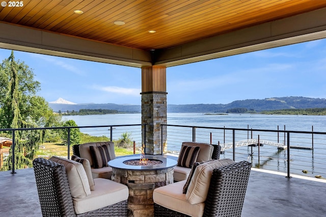 794 S A St, Washougal, WA 98671 - balcony with a fire pit and a water and mountain view